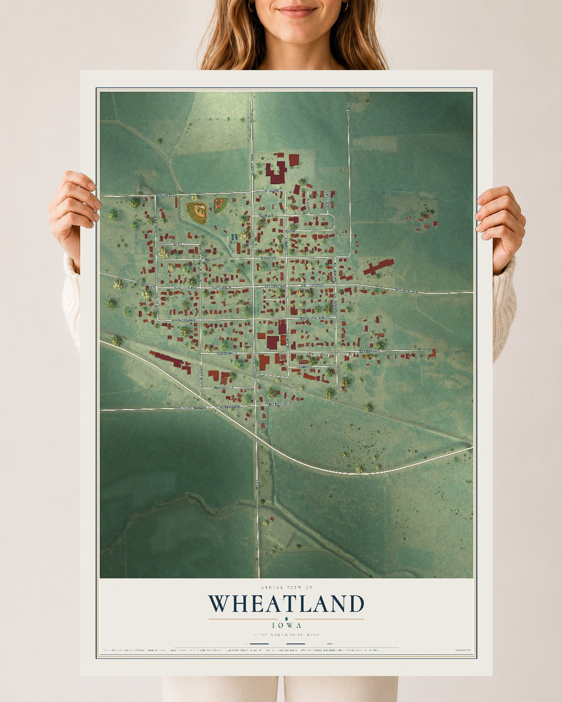 Map of Wheatland, Iowa, 24 x 36 inch unframed archival matte print