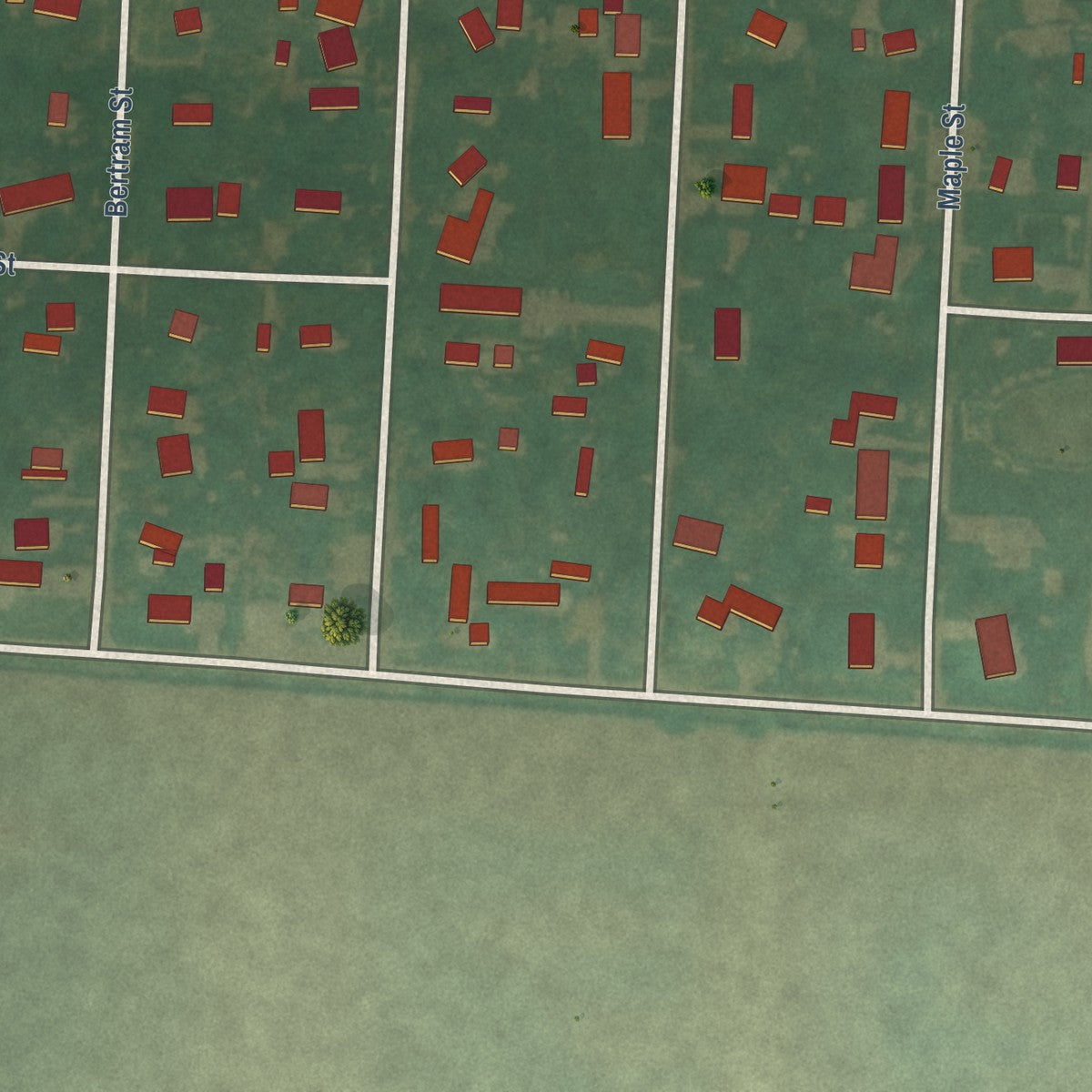 Second close-up of the map of Whiting, Iowa print showing more streets and buildings