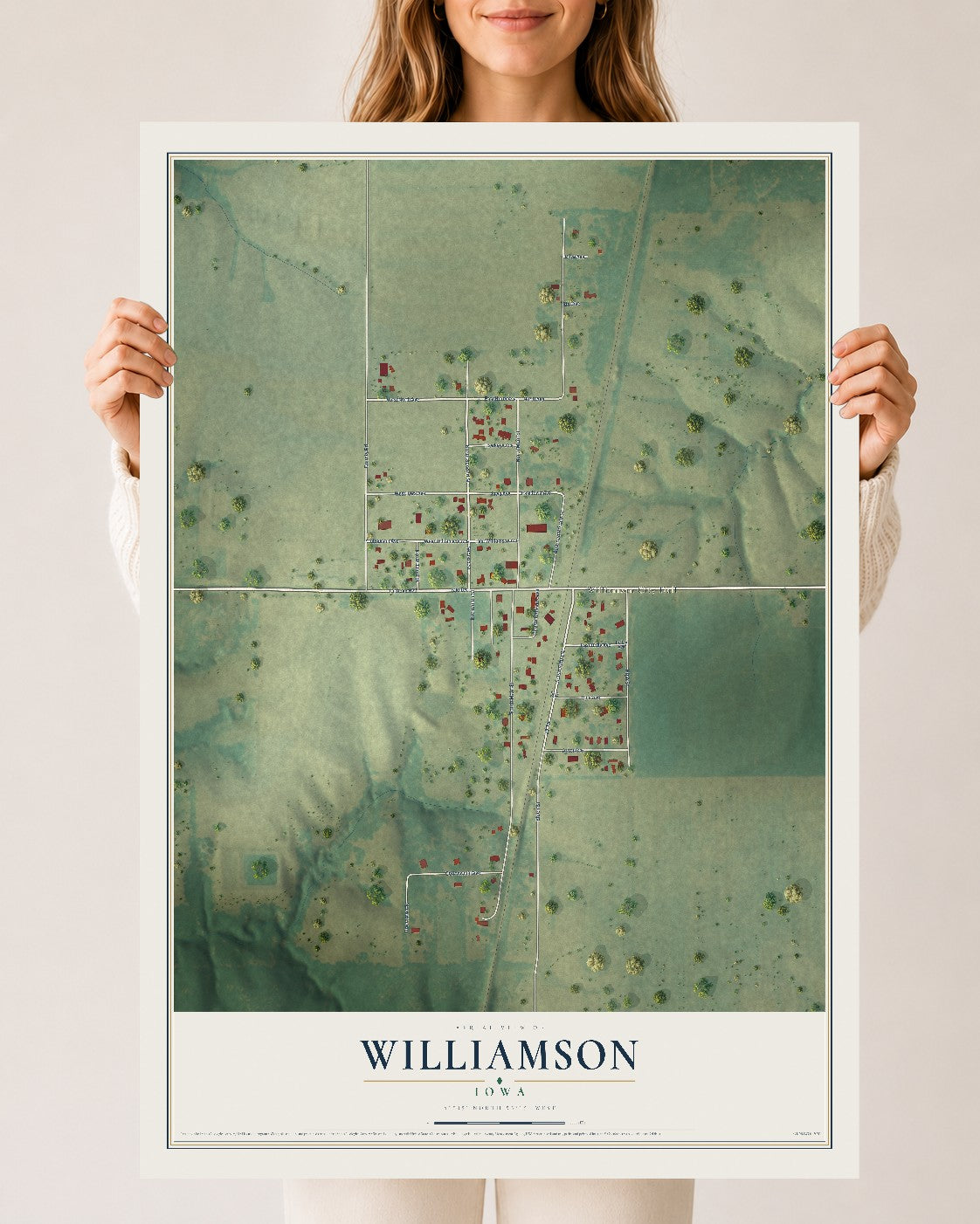 Map of Williamson, Iowa, 24 x 36 inch unframed archival matte print