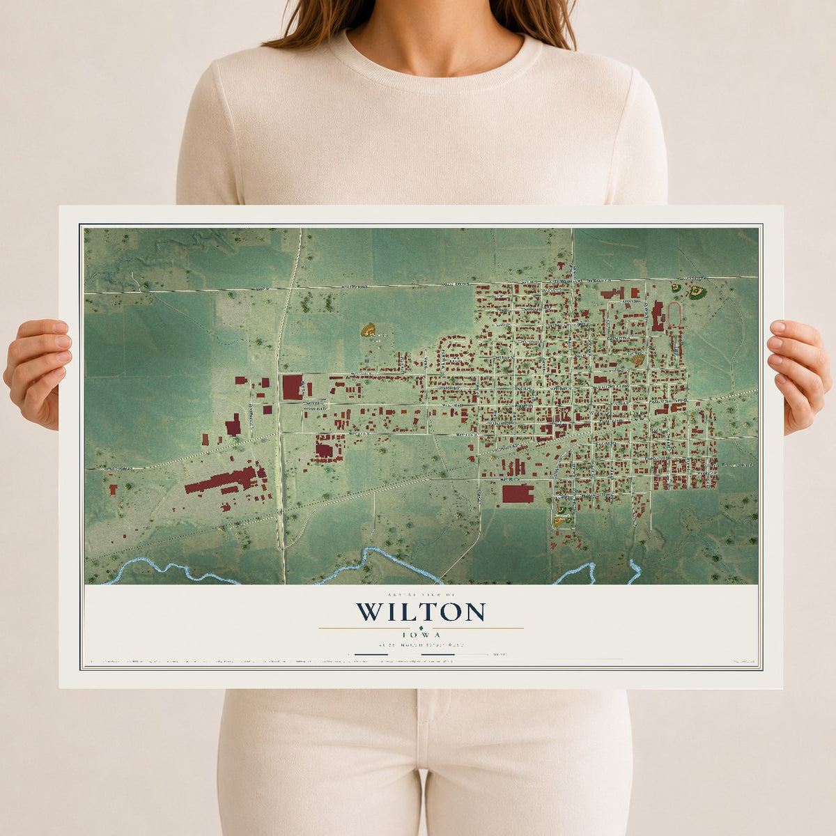 Map of Wilton, Iowa, 12 x 18 inch unframed archival matte print