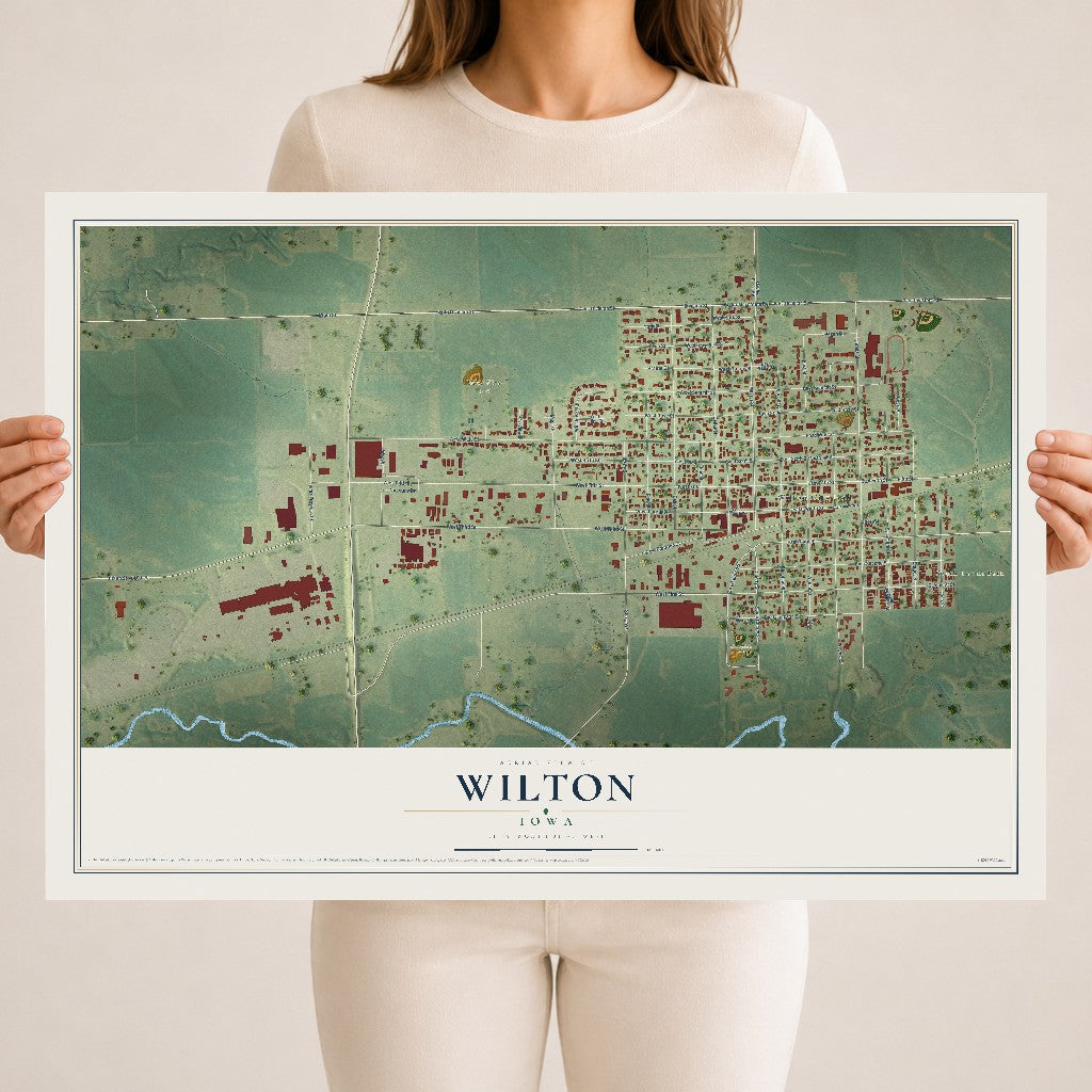 Map of Wilton, Iowa, 18 x 24 inch unframed archival matte print
