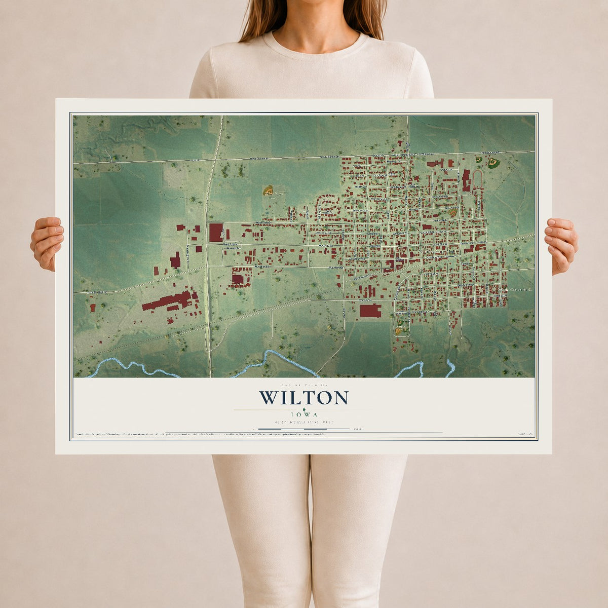 Map of Wilton, Iowa, 24 x 36 inch unframed archival matte print