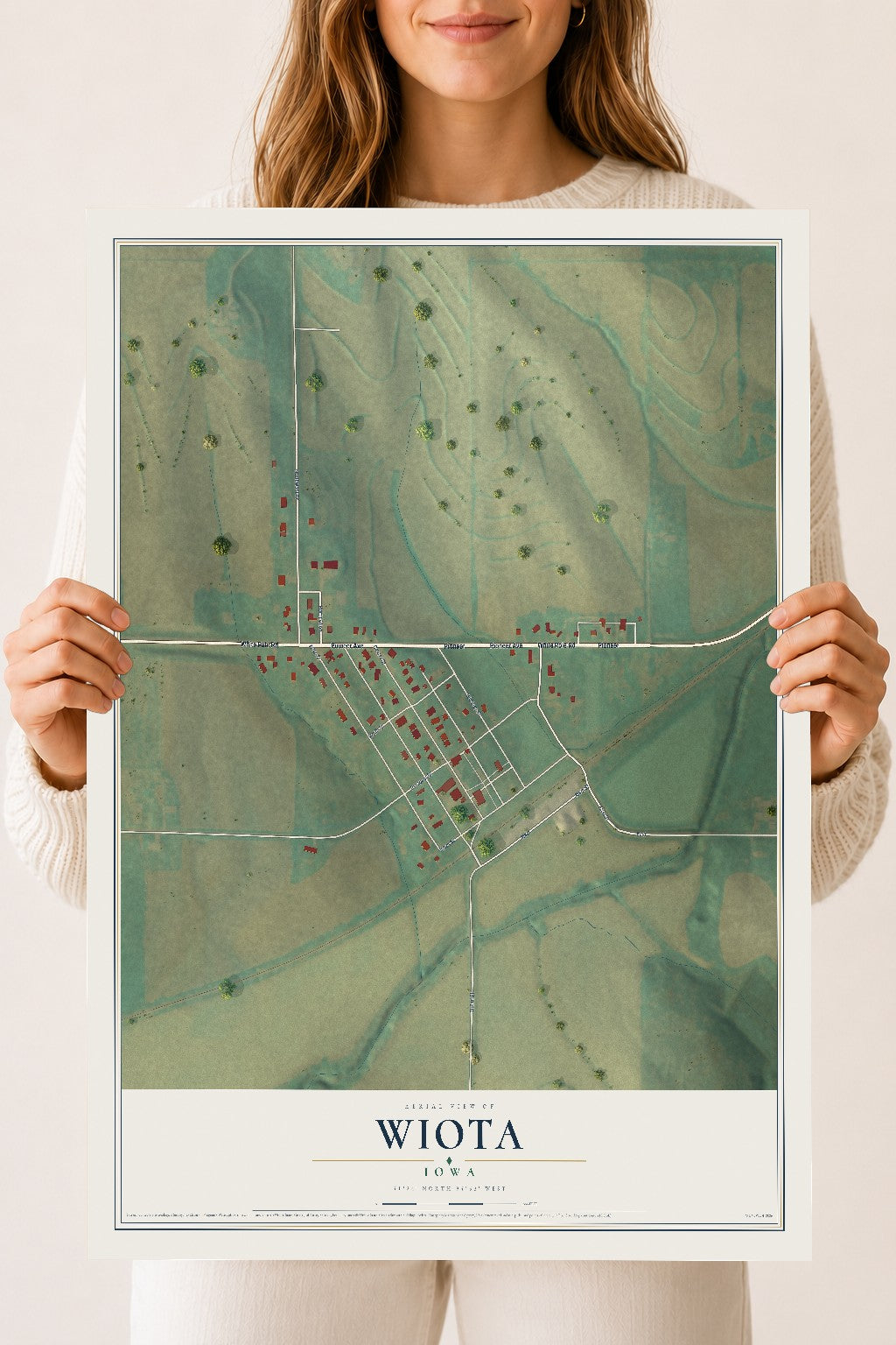 Map of Wiota, Iowa, 18 x 24 inch unframed archival matte print