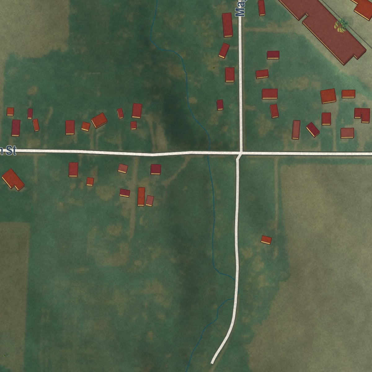 Second close-up of the map of Woolstock, Iowa print showing more streets and buildings