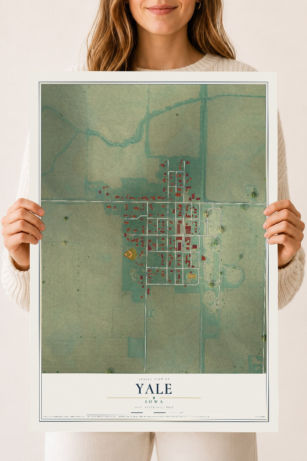 Map of Yale, Iowa, 18 x 24 inch unframed archival matte print