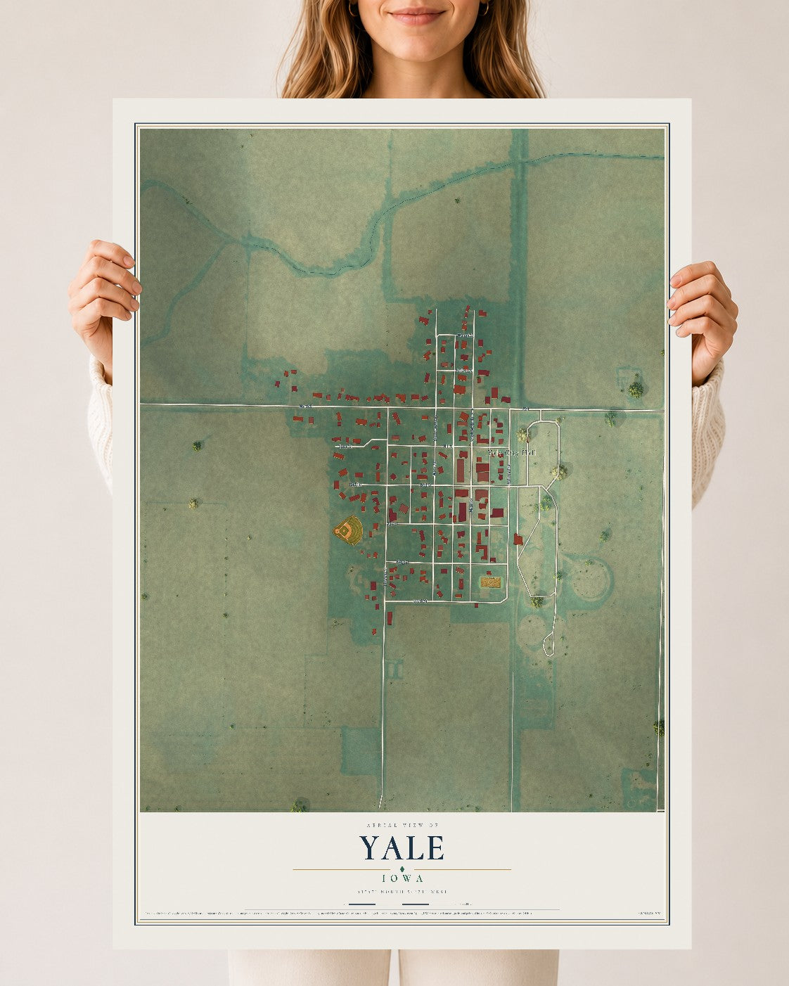 Map of Yale, Iowa, 24 x 36 inch unframed archival matte print