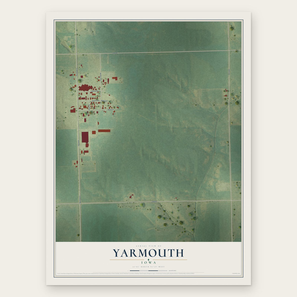 Yarmouth, Iowa map print, the full design