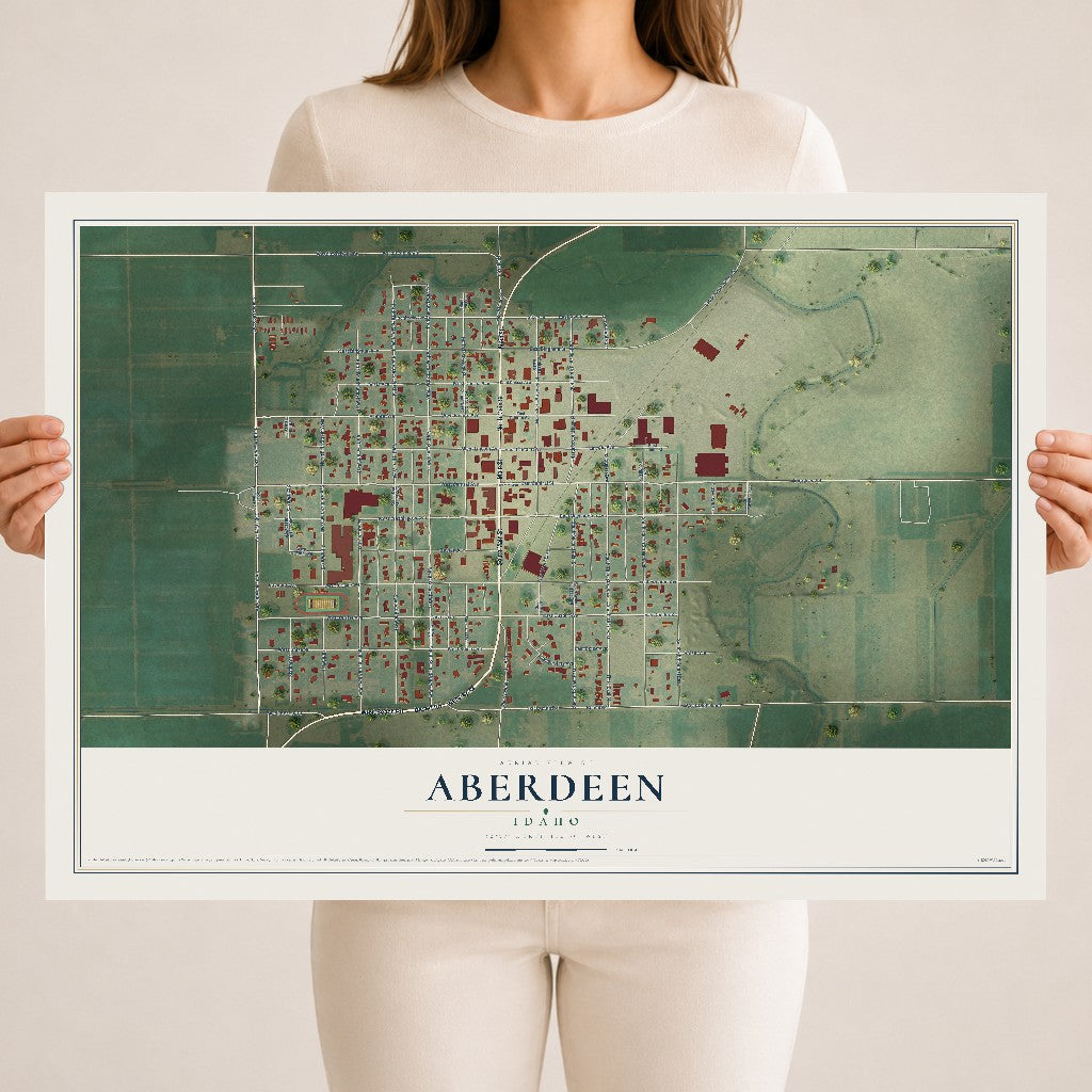 Map of Aberdeen, Idaho, 18 x 24 inch unframed archival matte print