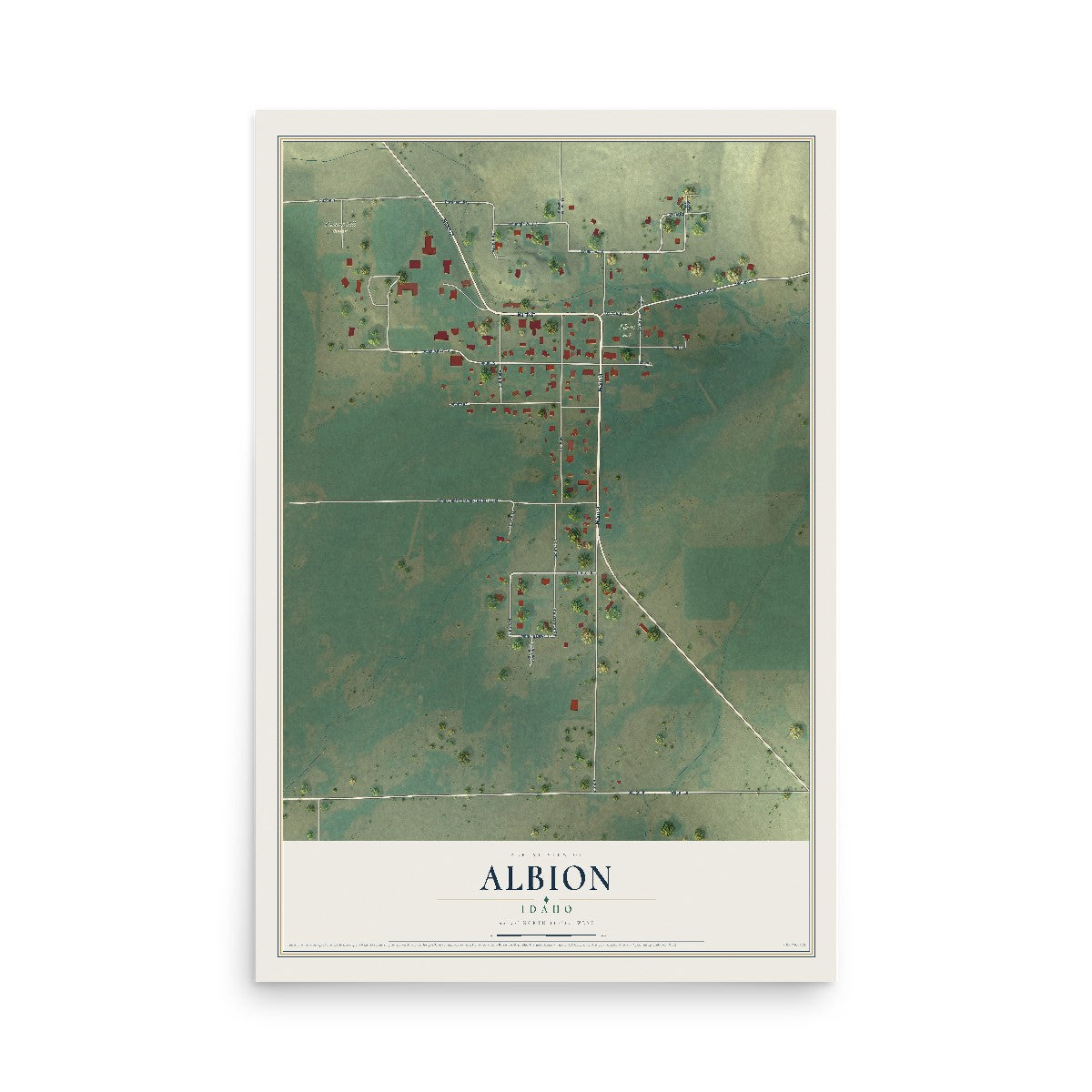 Map of Albion, Idaho, 12 x 18 inch unframed archival matte print