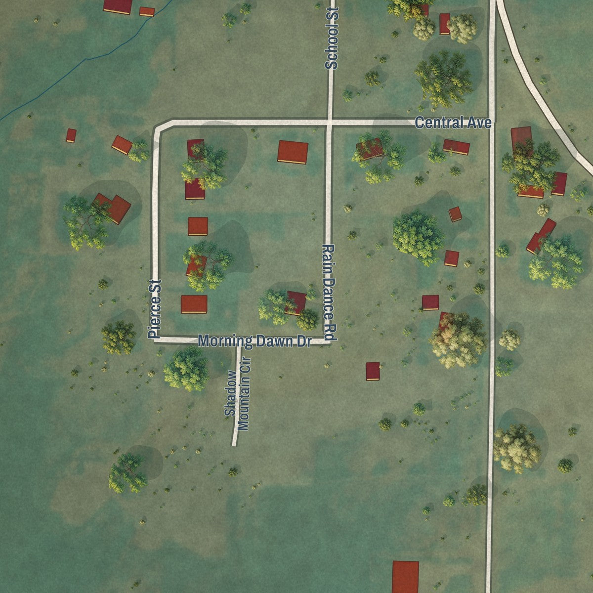 Second close-up of the map of Albion, Idaho print showing more streets and buildings