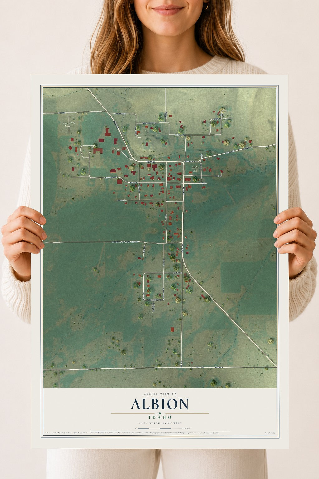 Map of Albion, Idaho, 18 x 24 inch unframed archival matte print