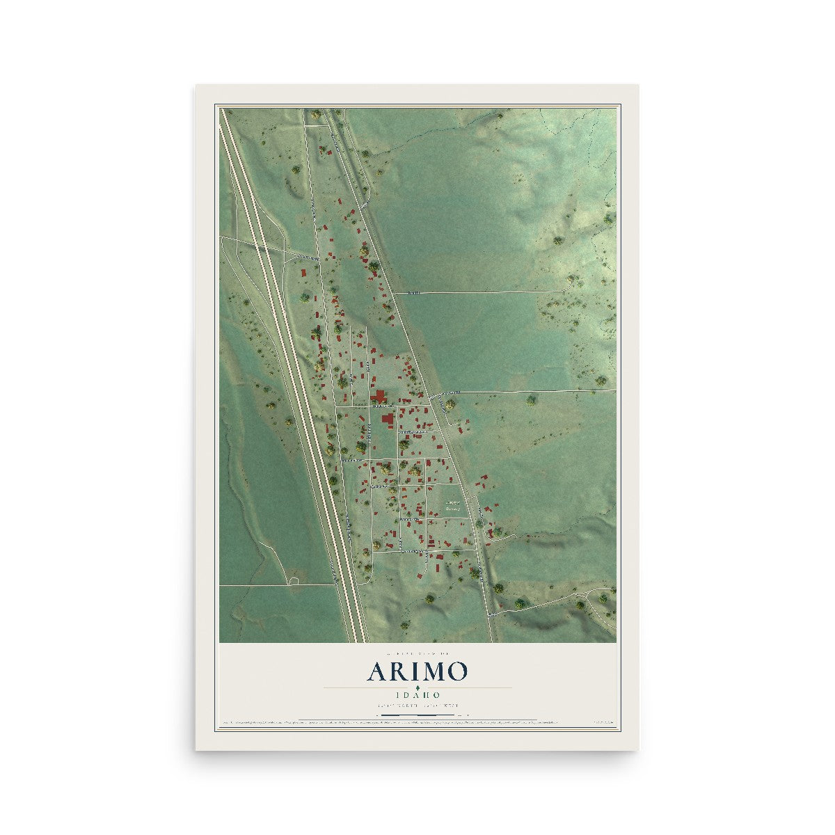 Map of Arimo, Idaho, 12 x 18 inch unframed archival matte print