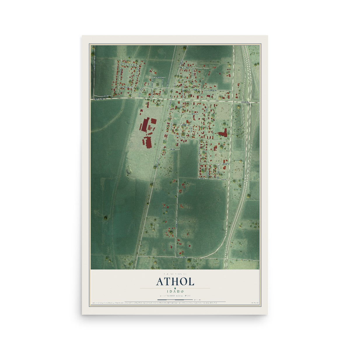 Map of Athol, Idaho, 12 x 18 inch unframed archival matte print