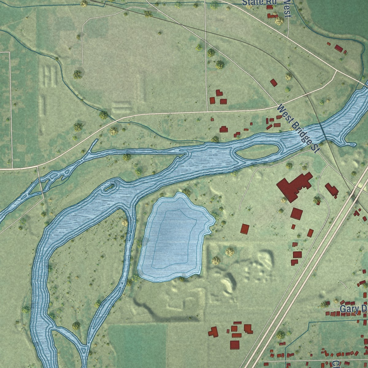 Second close-up of the map of Blackfoot, Idaho print showing more streets and buildings