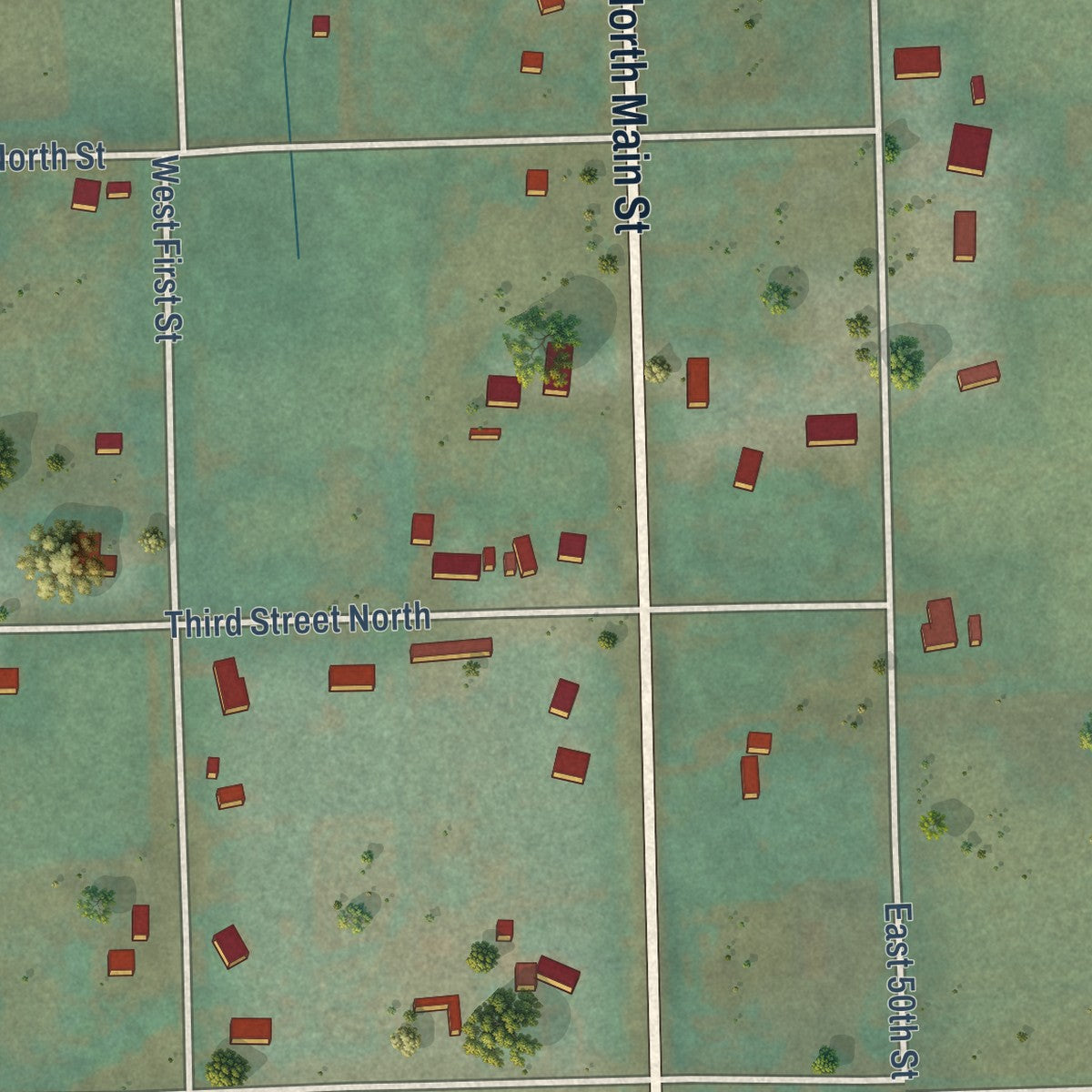 Second close-up of the map of Bloomington, Idaho print showing more streets and buildings