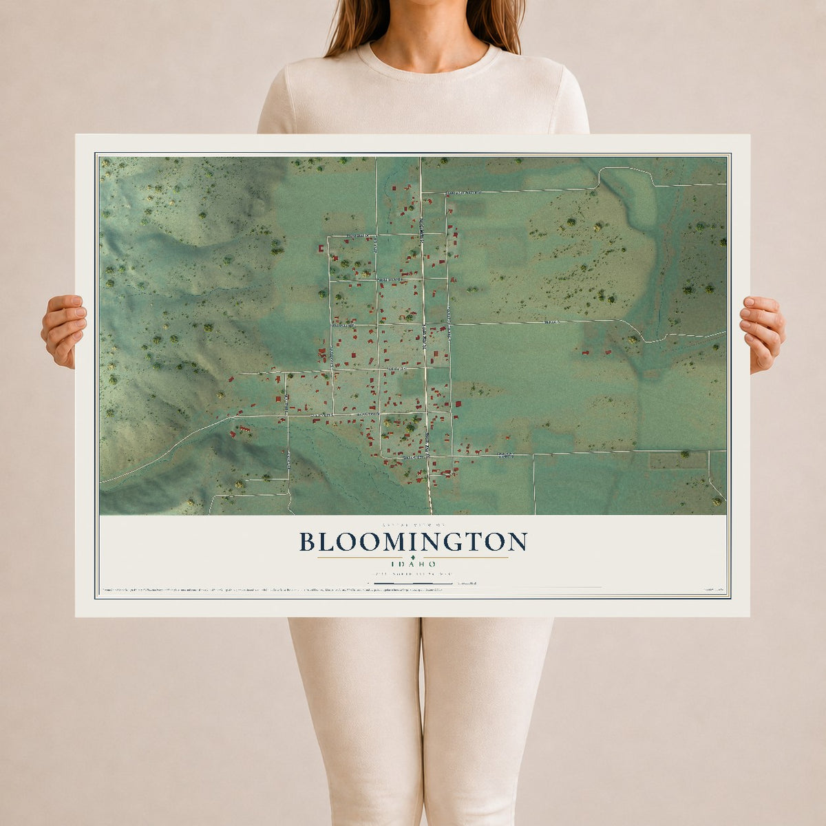 Map of Bloomington, Idaho, 24 x 36 inch unframed archival matte print