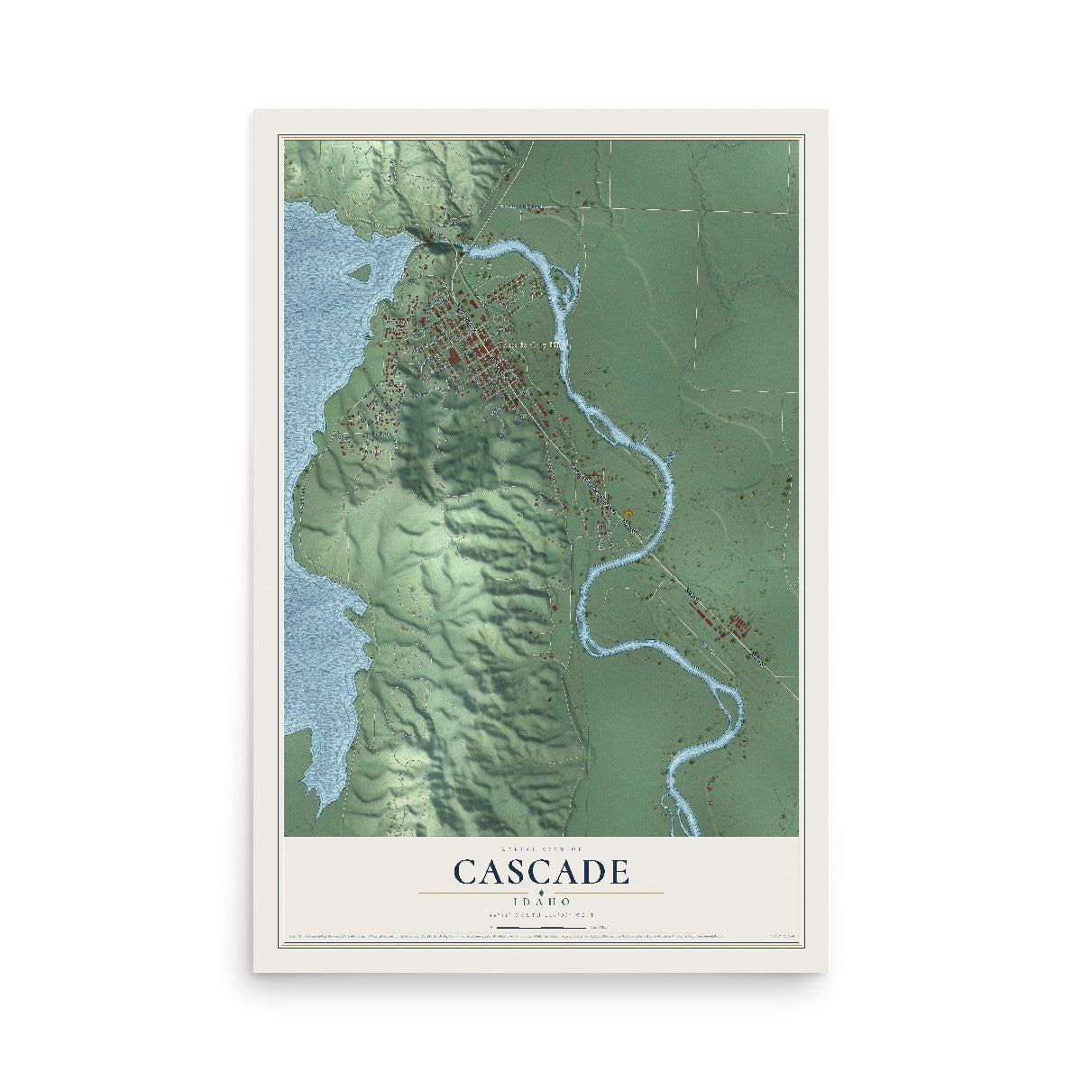 Map of Cascade, Idaho, 12 x 18 inch unframed archival matte print