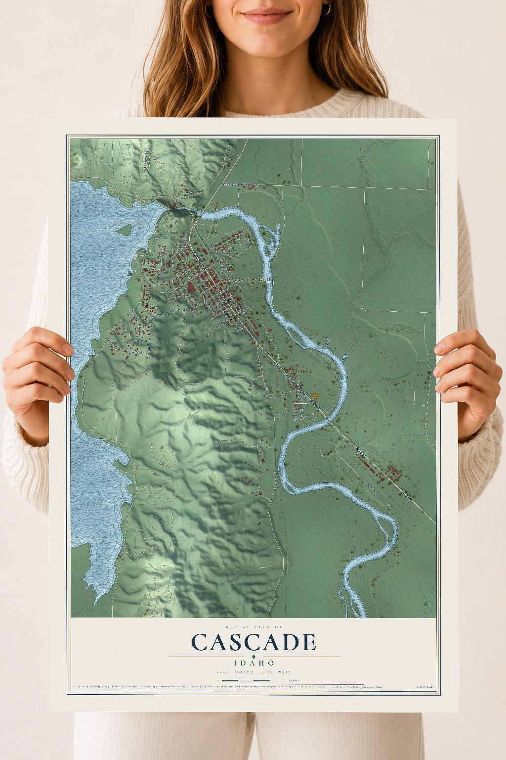Map of Cascade, Idaho, 18 x 24 inch unframed archival matte print