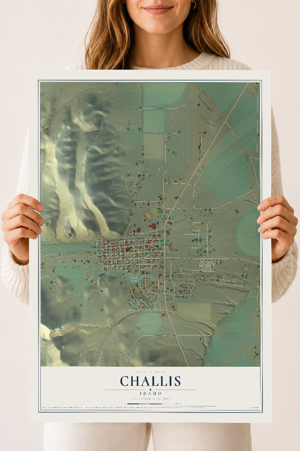 Map of Challis, Idaho, 18 x 24 inch unframed archival matte print