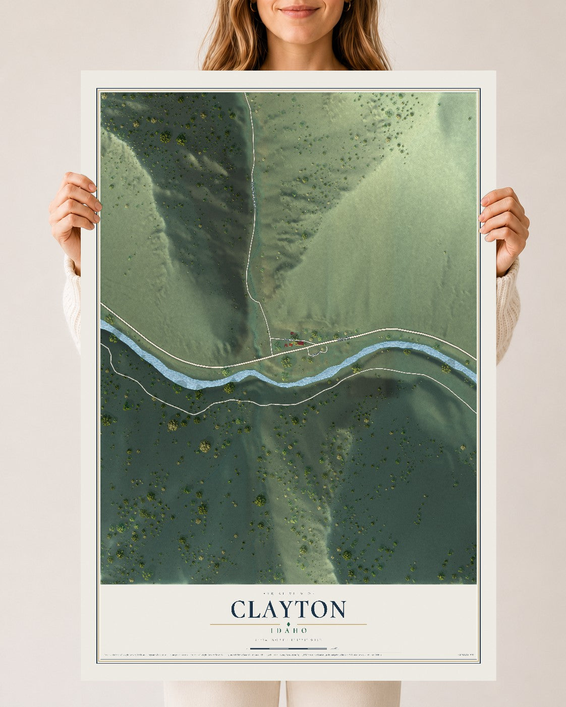 Map of Clayton, Idaho, 24 x 36 inch unframed archival matte print