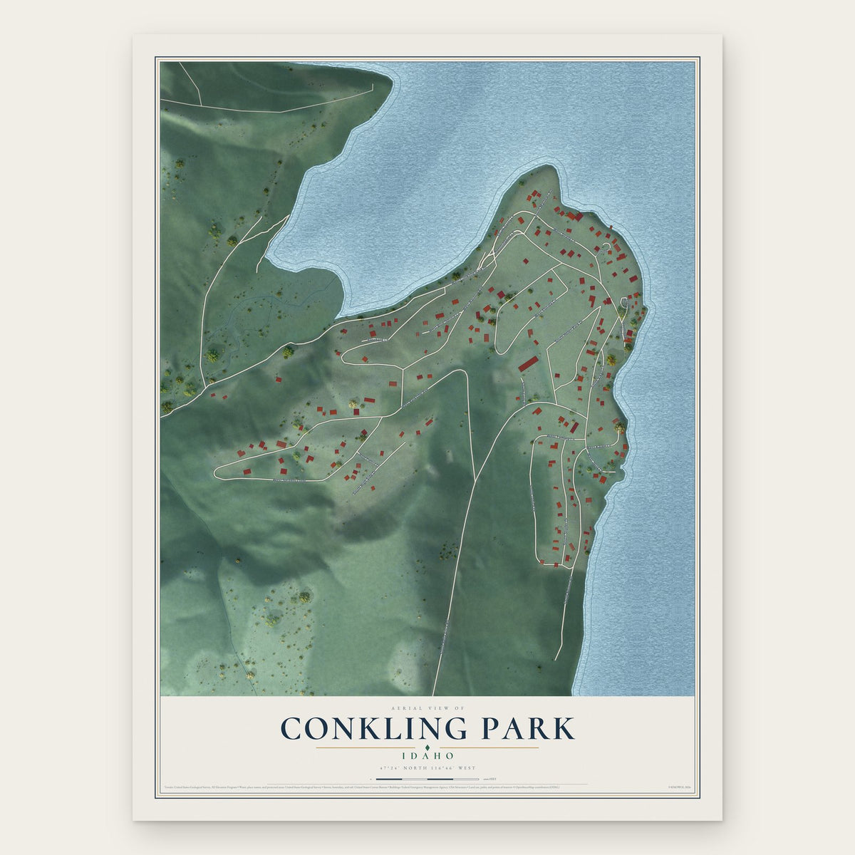 Conkling Park, Idaho map print, the full design