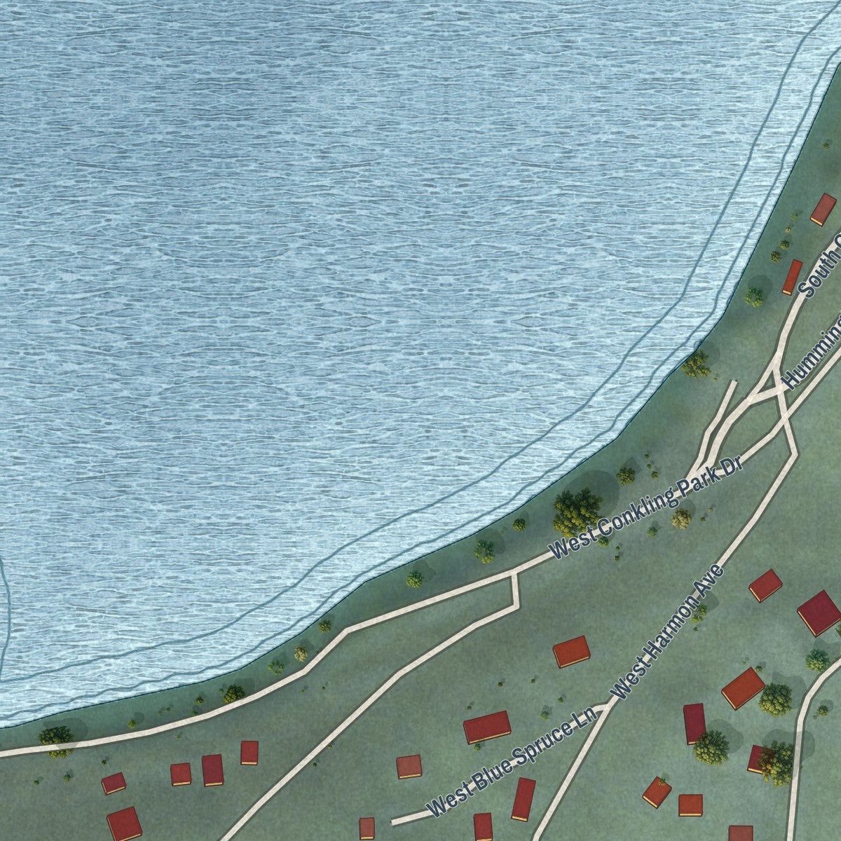 Close-up of the map of Conkling Park, Idaho print showing street and building detail