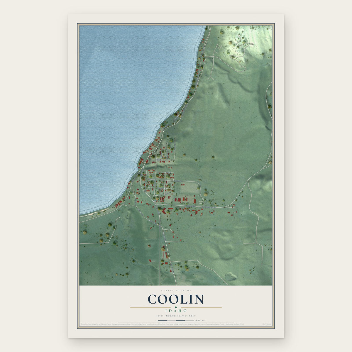 Coolin, Idaho map print, the full design