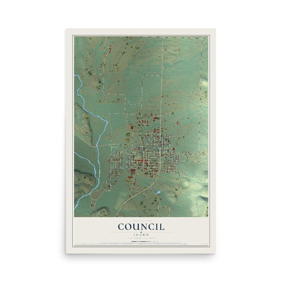 Map of Council, Idaho, 12 x 18 inch unframed archival matte print