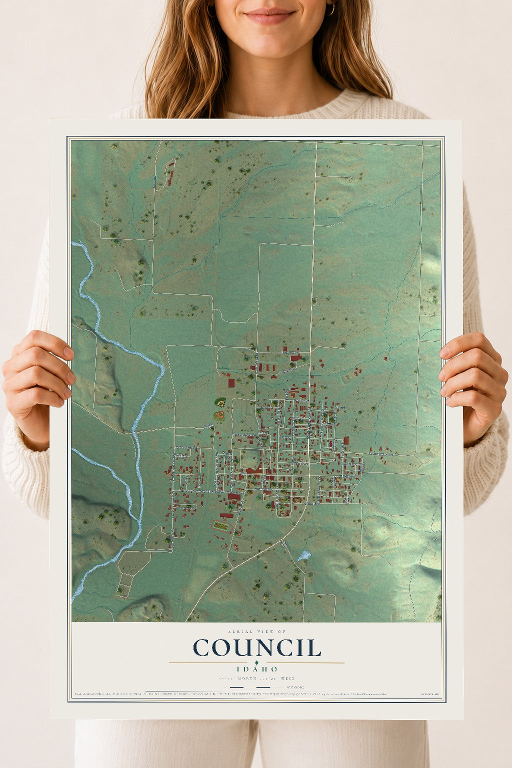 Map of Council, Idaho, 18 x 24 inch unframed archival matte print