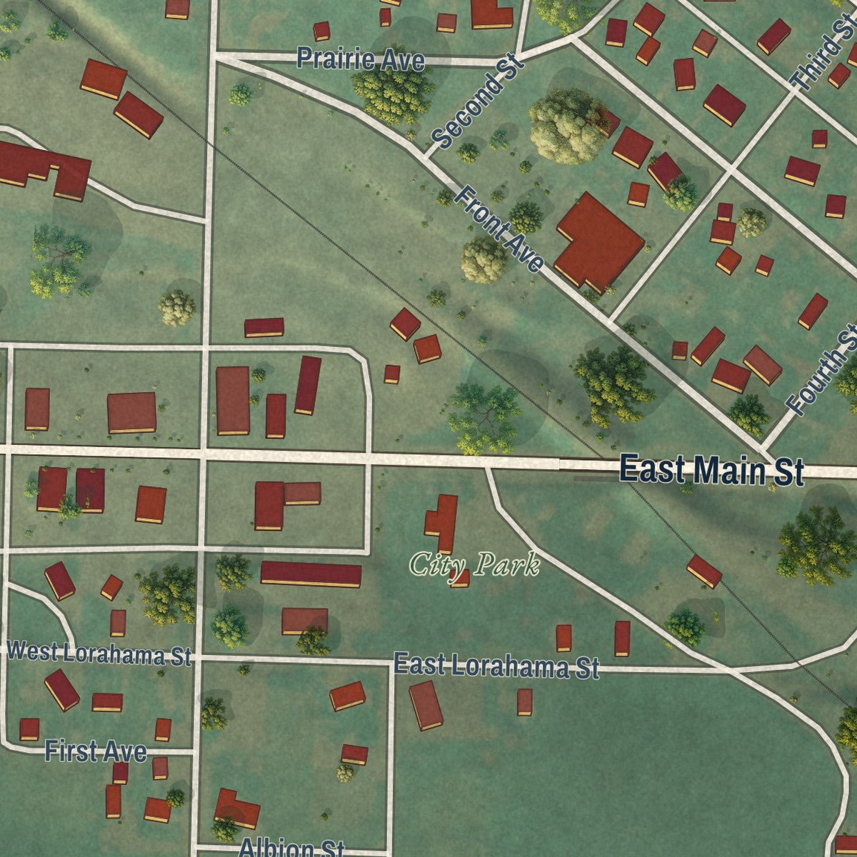Close-up of the map of Craigmont, Idaho print showing street and building detail