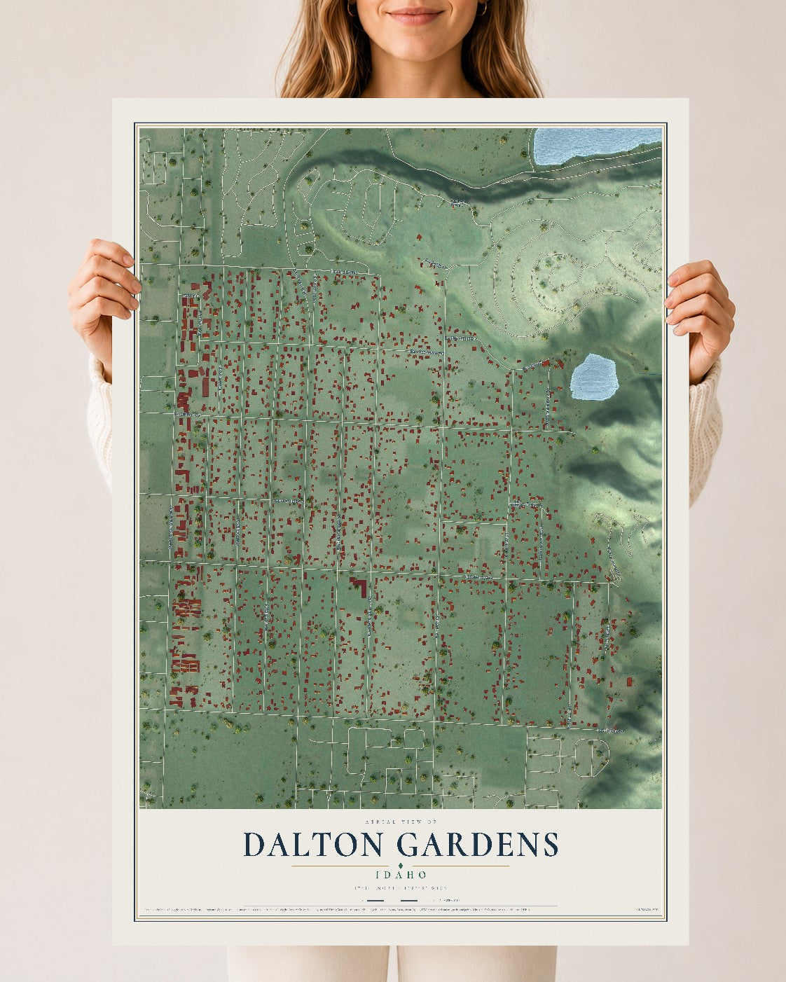 Map of Dalton Gardens, Idaho, 24 x 36 inch unframed archival matte print
