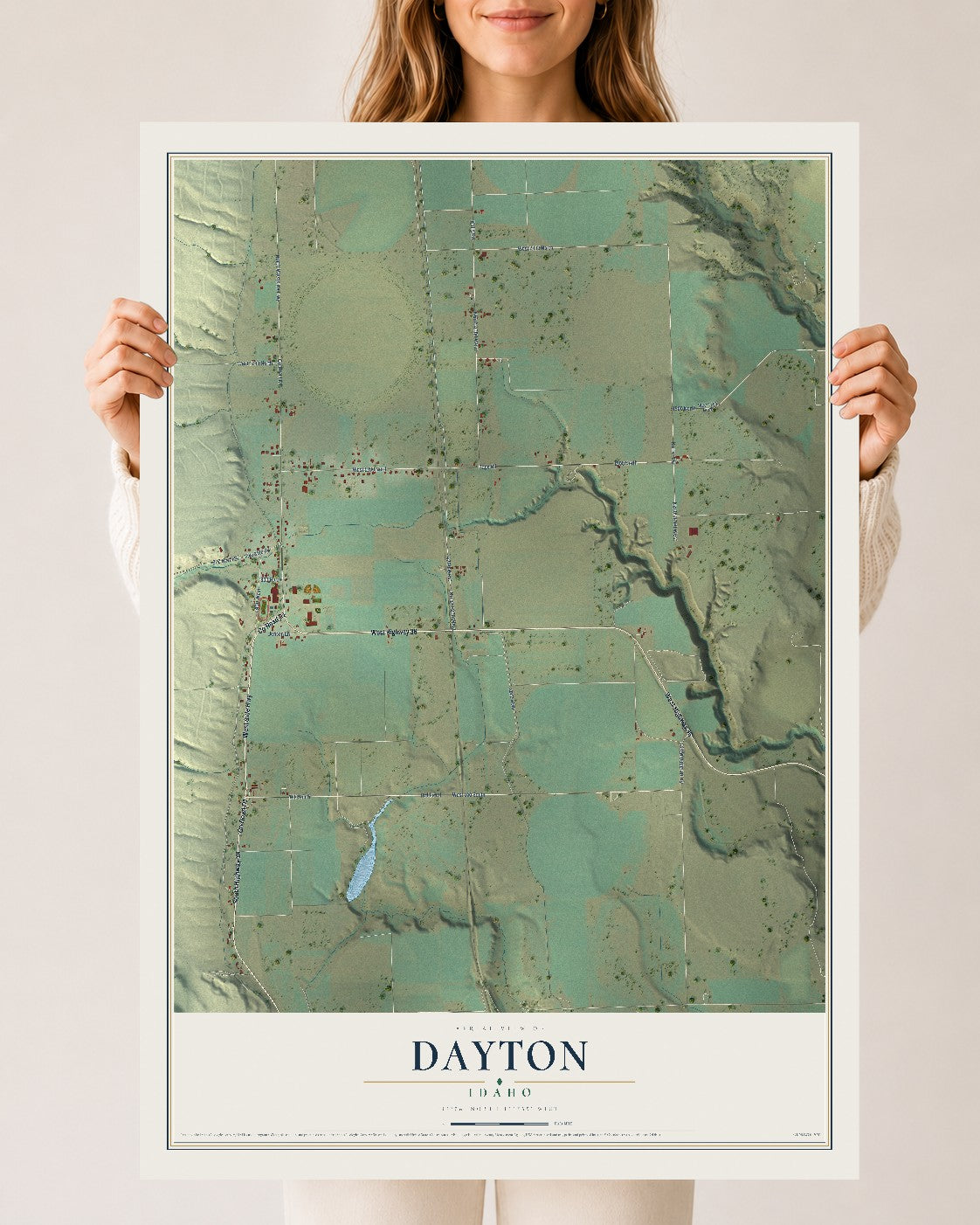 Map of Dayton, Idaho, 24 x 36 inch unframed archival matte print