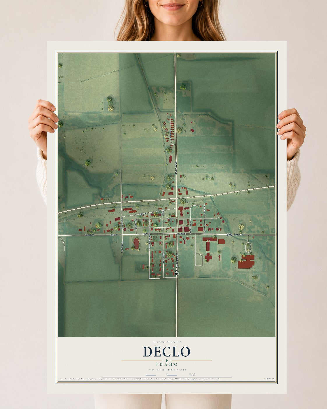 Map of Declo, Idaho, 24 x 36 inch unframed archival matte print