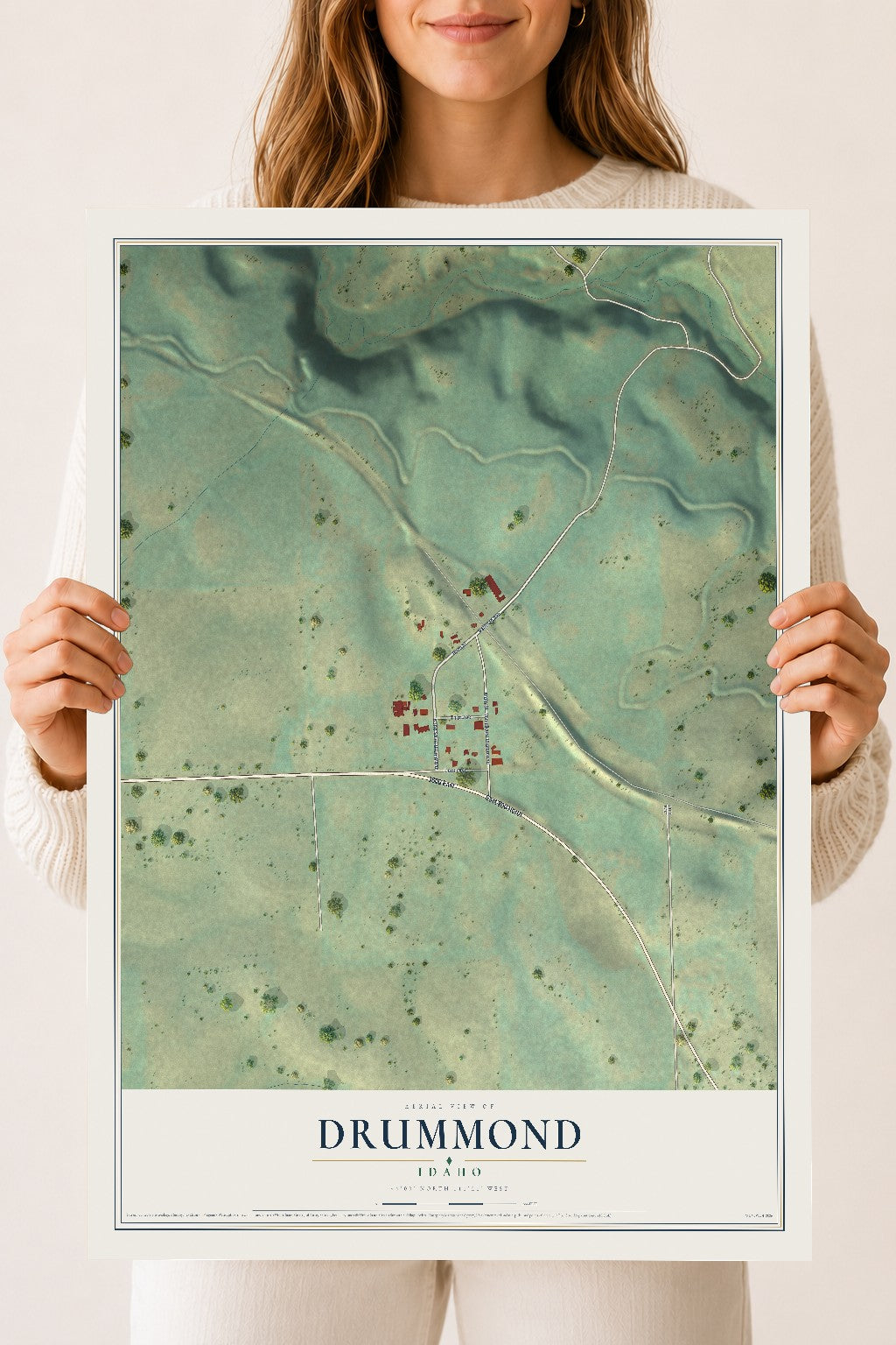 Map of Drummond, Idaho, 18 x 24 inch unframed archival matte print