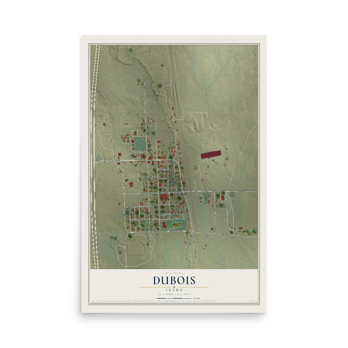 Map of Dubois, Idaho, 12 x 18 inch unframed archival matte print