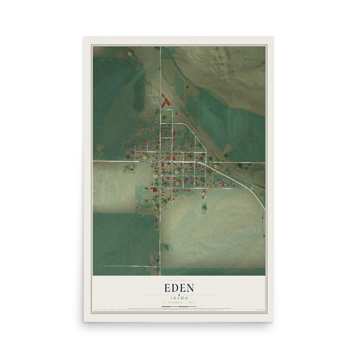 Map of Eden, Idaho, 12 x 18 inch unframed archival matte print