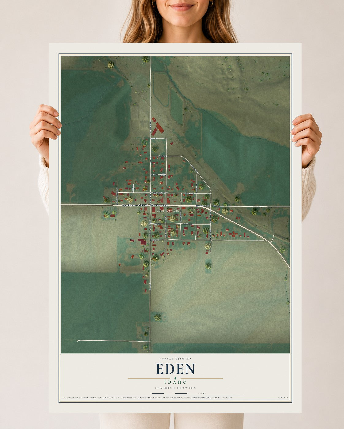 Map of Eden, Idaho, 24 x 36 inch unframed archival matte print