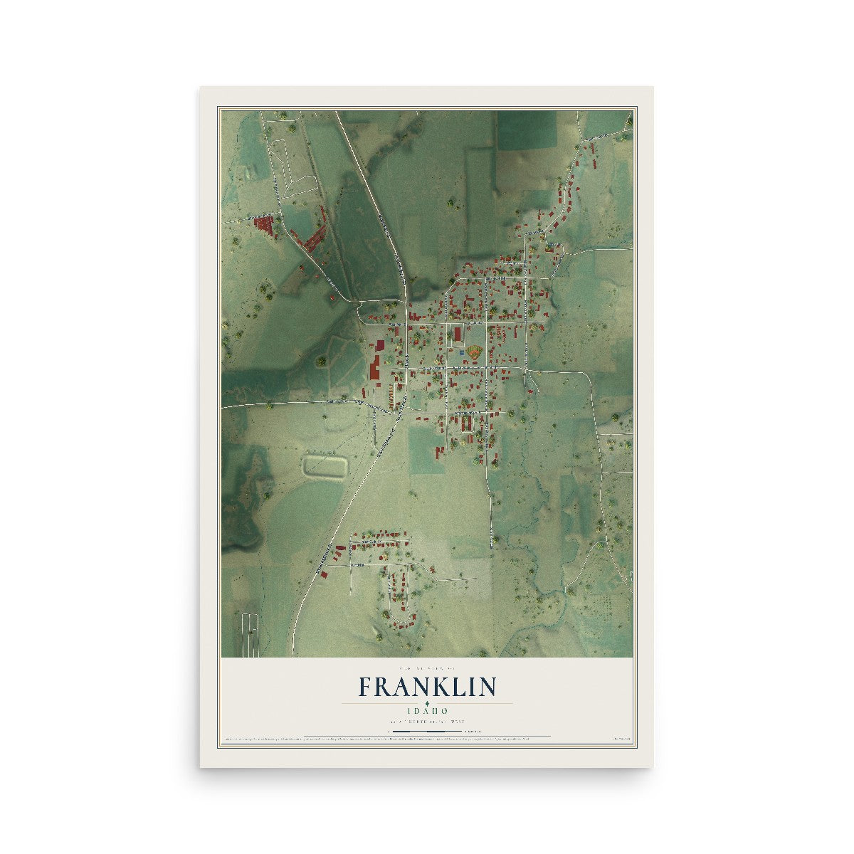 Map of Franklin, Idaho, 12 x 18 inch unframed archival matte print