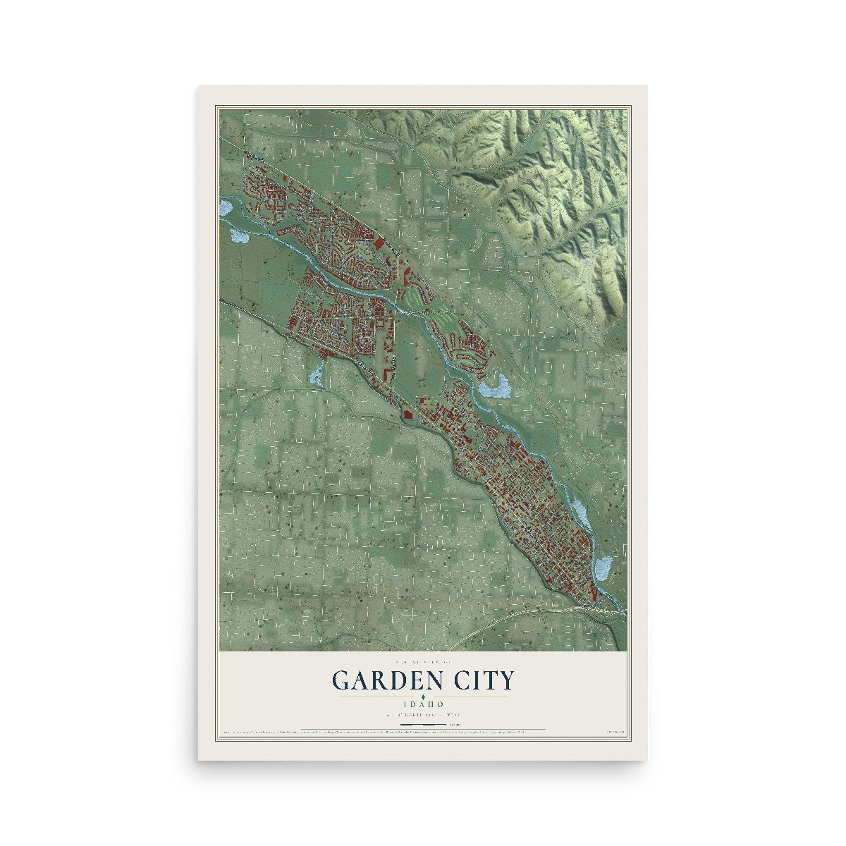 Map of Garden City, Idaho, 12 x 18 inch unframed archival matte print