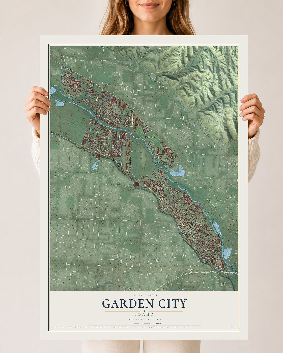 Map of Garden City, Idaho, 24 x 36 inch unframed archival matte print