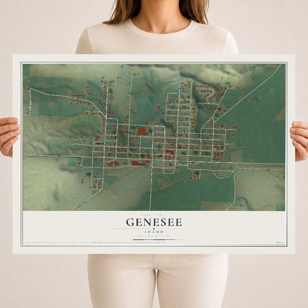 Map of Genesee, Idaho, 18 x 24 inch unframed archival matte print
