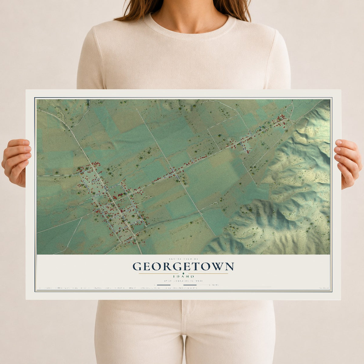 Map of Georgetown, Idaho, 12 x 18 inch unframed archival matte print
