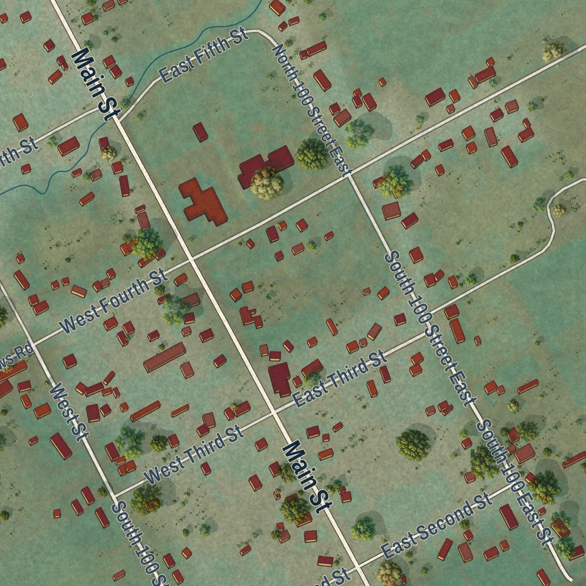 Close-up of the map of Georgetown, Idaho print showing street and building detail