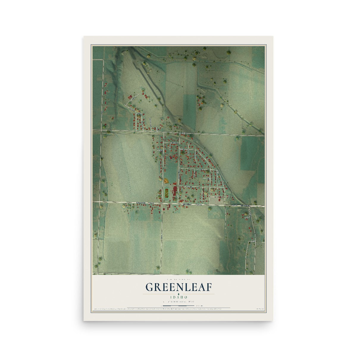 Map of Greenleaf, Idaho, 12 x 18 inch unframed archival matte print