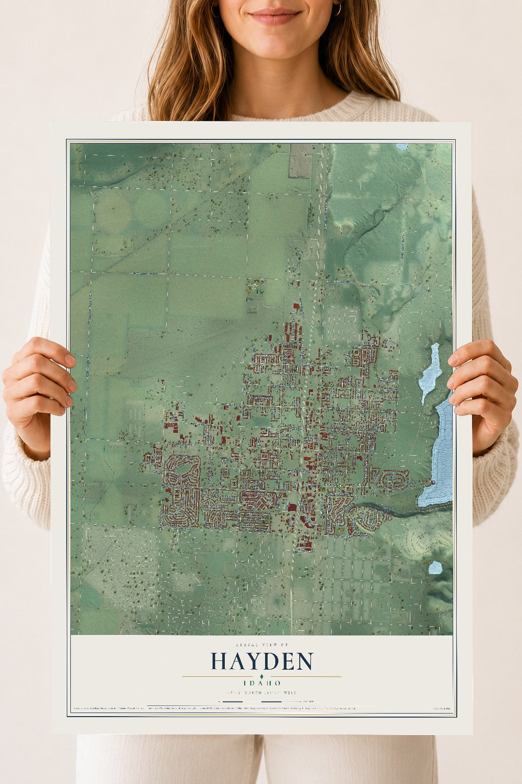 Map of Hayden, Idaho, 18 x 24 inch unframed archival matte print
