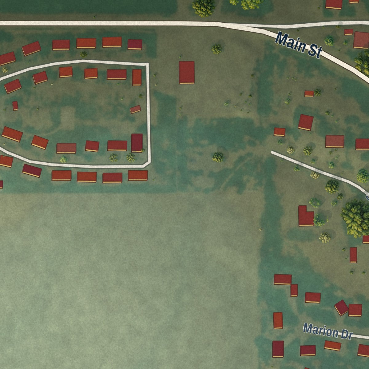 Second close-up of the map of Hazelton, Idaho print showing more streets and buildings