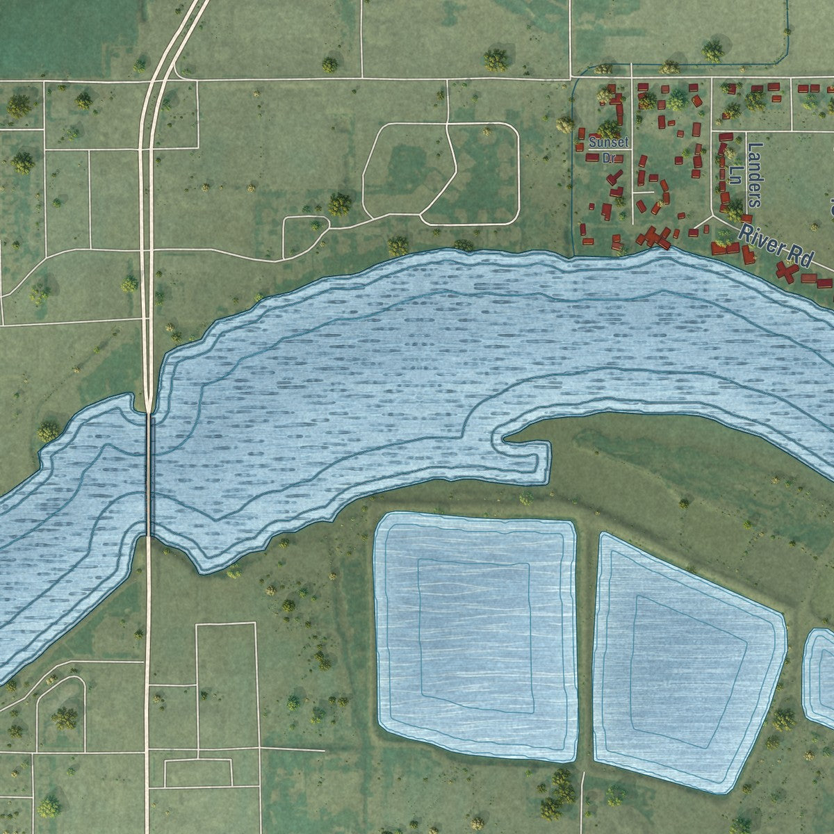 Second close-up of the map of Heyburn, Idaho print showing more streets and buildings