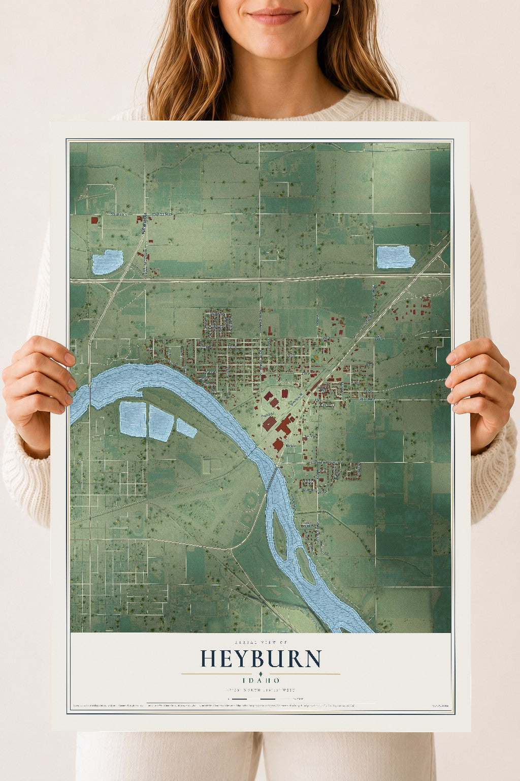 Map of Heyburn, Idaho, 18 x 24 inch unframed archival matte print