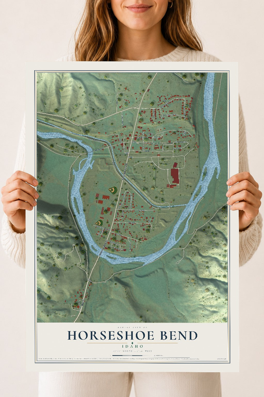 Map of Horseshoe Bend, Idaho, 18 x 24 inch unframed archival matte print
