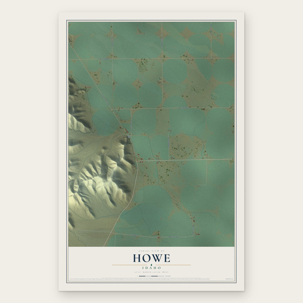 Howe, Idaho map print, the full design